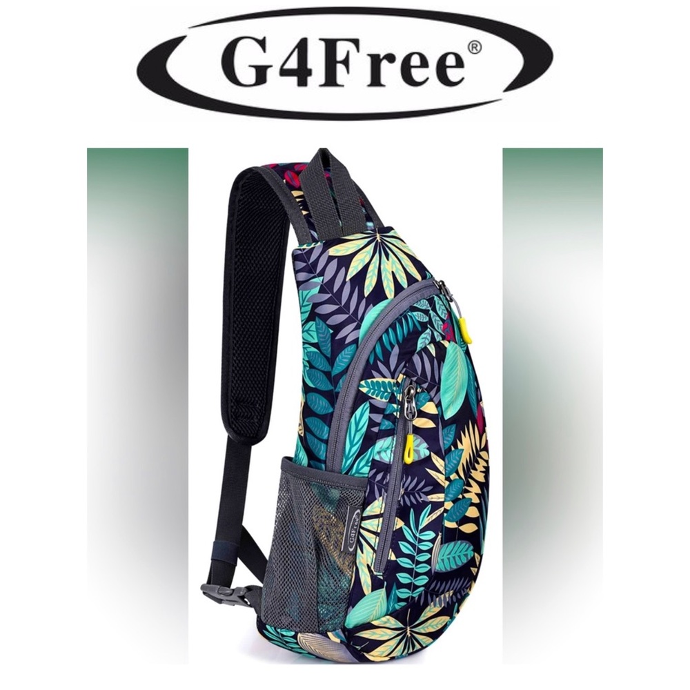 G4Free crossbody sling bag, tropical leaf, EUC